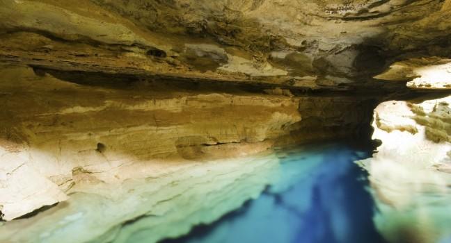 Cave with blue transparent water - Chapada Diamantina - Brazil;