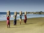 indian women on the beach.