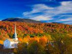 Fall Foliage and the Stowe Community Church, Stowe, Vermont, USA