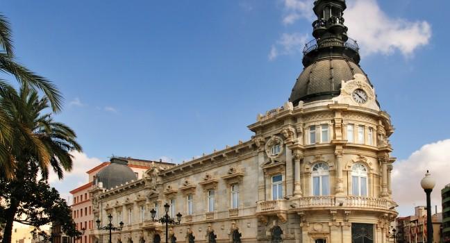 Recently restored city hall building, Palacio Consistorial, Cartagena, Murcia, Spain.