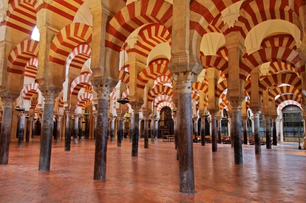The Great Mosque or Mezquita famous interior in Cordoba, Spain; 