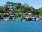Caribbean village of Old Bank with tropical vegetation on the coast of Bastimentos island, Bocas del Toro, Panama.