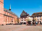 Neustadt an der Weinstrasse, Germany - April 19, 2015: Quaint old town of cozy and quiet town.