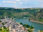 The Rhine Valley with historic towns, castles and vineyards. View from Castle Schoenburg located in the town of Oberwesel Germany, Rhine Valley. Photo taken: August 10, 2012.