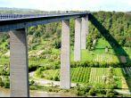 The Mosel Bridge, built 1968-72, above ground 133 meters, is a six-lane autobahn bridge with spans corresponding to a total length of 935.1 meters. The bridge is located on the E31 near Winningen in Germany. Photo taken on: May 01st, 2008 