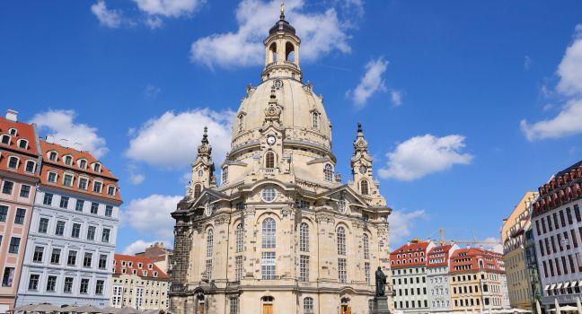 Frauenkirche, Dresden, Saxony, Saxony-Anhalt, and Thuringia, Germany, Europe.