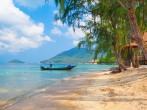 longtail boat and beautiful beach. koh Tao, Thailand; 