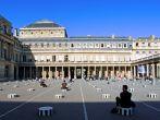France, Paris: famous places, Palais Royal, the famous white and black sculptures made by the contemporany sculptor Buren sculptures