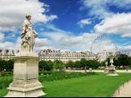 Sculptures in famous Tuileries Garden (Jardin des Tuileries) near Louvre museum in Paris, France.