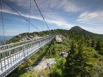 Grandfather Mountain near Linville, North Carolina, is known for its mile-high swinging bridge, the highest in America.