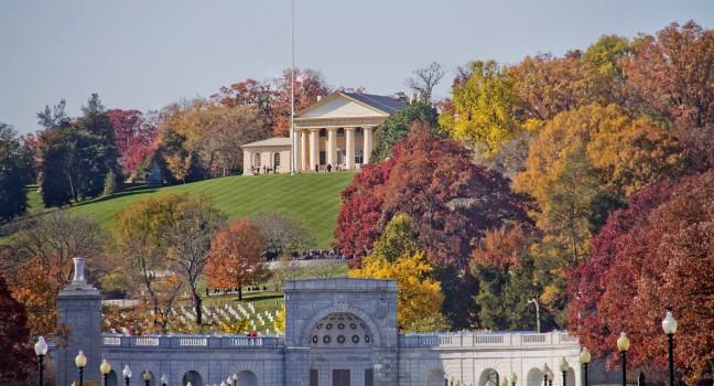Arlington Cemetery Memorial Entrance and former home of Robert E. Lee Virginia ,at Fall.