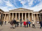 LONDON - SEPT 19 : People outside the British Museum in London on Sept 19, 2013. Taken during the acclaimed Pompeii exhibition which ran for 6 months, helping to attract a record number of visitors.; Shutterstock ID 156624569; Project/Title: Fodor's London