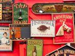 Vintage wooden signs on display in Portobello Market.
