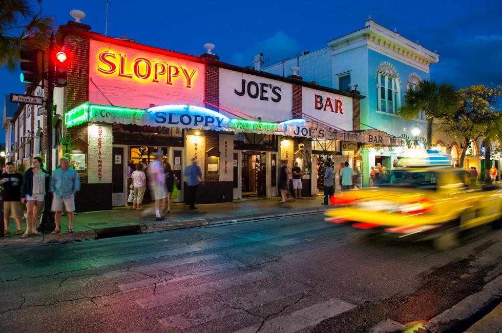 View Slopppy Joe's Bar in Duval Street  a landmark in Key West circa 2012. The tropical city is a popular tourist destination with over 2 million yearly visitors.