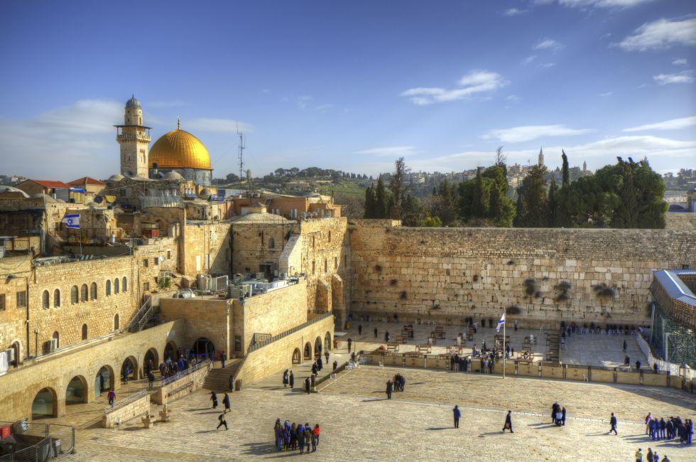 Western Wall and Dome of the Rock in the old city of Jerusalem, Israel.
