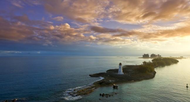 nassau bahamas at dawn with colorful clouds 