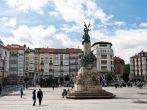 VITORIA-GASTEIZ, SPAIN - MAY 01: A view of the Virgen Blanca square. At its center stands a monument commemorating the Battle of Vitoria. May 01, 2012 in Vitoria Gasteiz, Basque Country, Spain