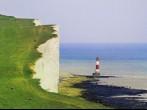 Lighthouse and the white cliffs of south England;