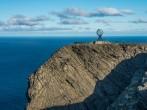 Globe monument at Nordkapp,  the northern point of Europe, located in the north of Norway; 