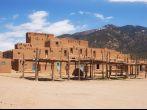 UNESCO World Heritage Site Taos Pueblo outside of Taos, New Mexico, continuously inhabited for over 1000 years.