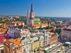Zagreb main square and cathedral aerial view, Croatia