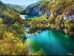 Lakes in forest. Crystal clear water. Plitvice lakes, Croatia