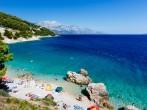 Beautiful Beach and Adriatic Sea with Transparent Blue Water near Split, Croatia