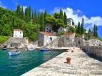 Stone pier of a small harbor near the Adriatic sea, Trsteno, Croatia