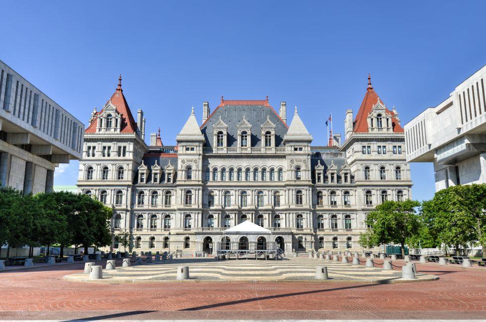 The New York State Capitol Building in Albany, home of the New York State Assembly.