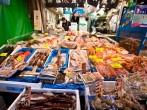 Fish for sale at the Tsukiji Wholesale Seafood and Fish Market in Tokyo Japan.