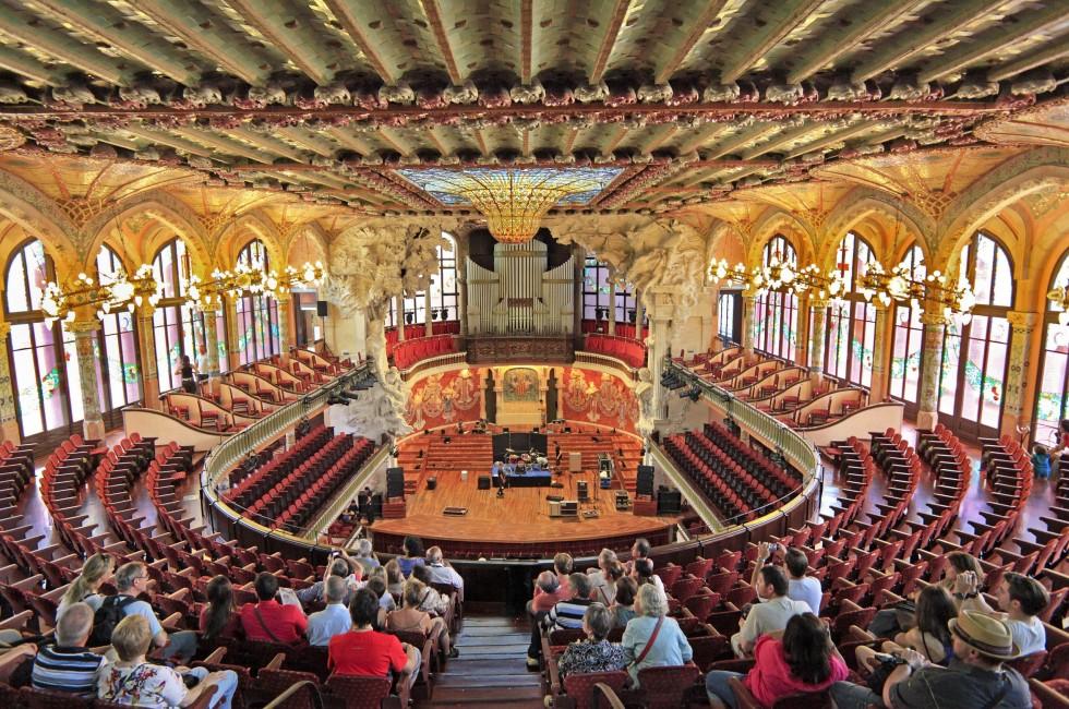 The Palau de la Musica Catalana  is a concert hall in Barcelona, built between 1905 and 1908 by the architect Lluis Domenech i Montaner,  on June 1, 2012. Barcelona.