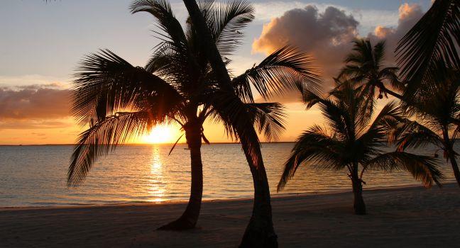 Tranquil sunset at the island of Andros, Bahamas.