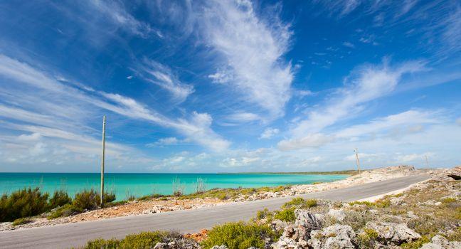 Glass window bridge and Caribbean sea on Eleuthera island Bahamas