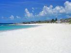 A deserted white sandy beach on the Romantic Great Exuma Island, The Bahamas.