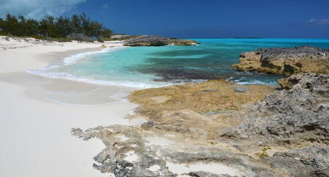 Desert beach of Little Exuma, Bahamas.