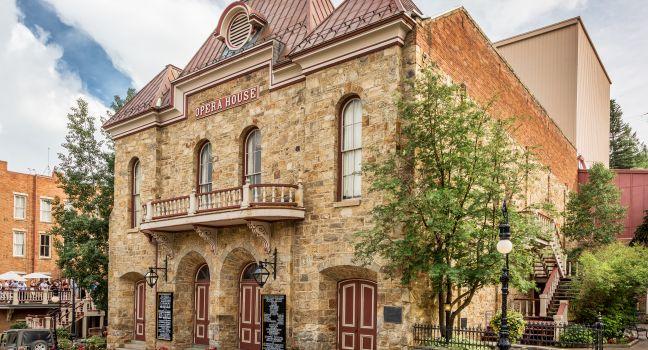 CENTRAL CITY, COLORADO, USA - JULY 15, 2015: A street view of historic Central City Opera House during 2015 summer festival (National Historic Landmark built in 1978).