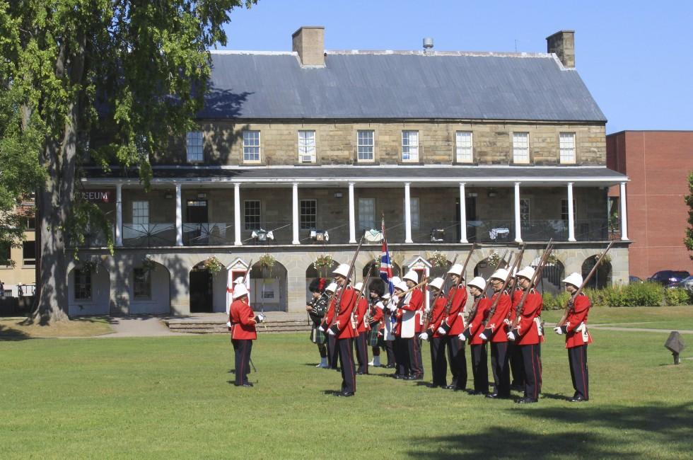 FREDERICTON, NB, CANADA - CIRCA AUGUST 2012 - The Changing of the Guard Ceremony at Officer's Square  where period guards re-enact a drill ceremony circa August 2012;