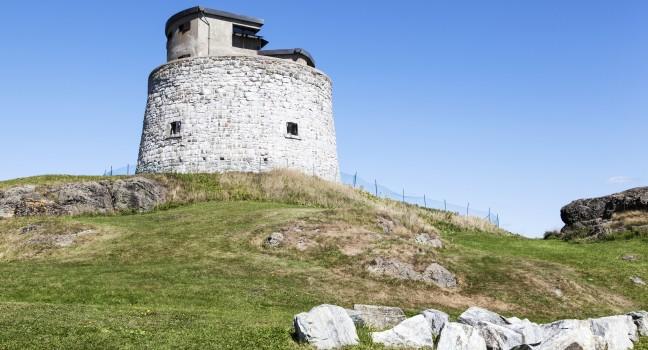 The view of Carleton Martello Tower that was built as a defense structure in Saint John town (New Brunswick, Canada) 