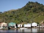 Houses built out over the water, Oak Ridge, Roatan, Caribbean Sea 