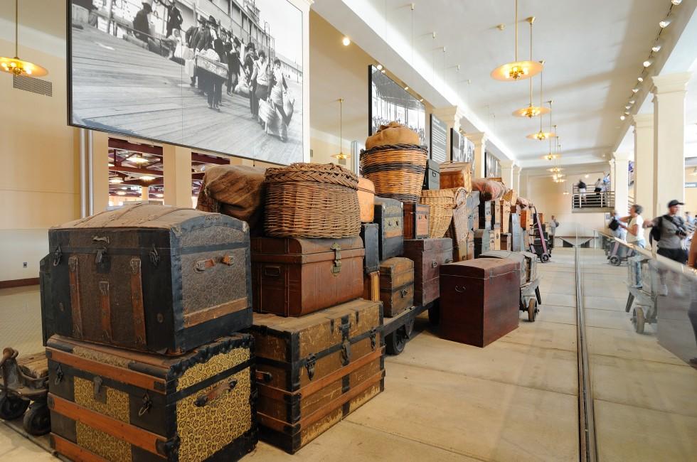 NEW YORK CITY - SEPTEMBER 11: Actual vintage luggage left by some of the millions of immigrants who came through Ellis Island on display at the Ellis Island Museum September 11, 2010 in New York, NY.