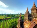 A view at the temples of Bagan in Myanmar,  Asia.
