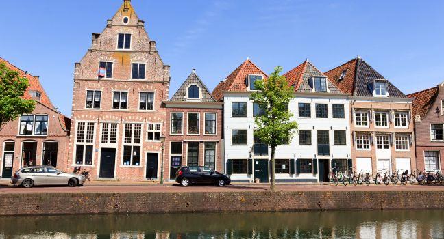 Old house on the habour of the Dutch historic town Hoorn.