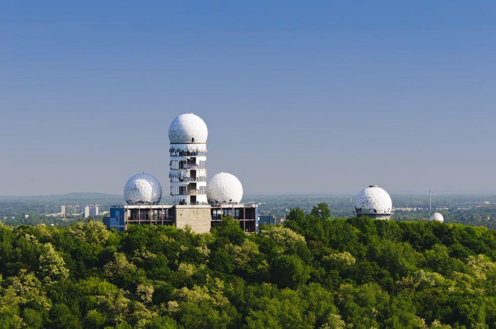 Old abandoned american radar station from the cold war in West Berlin, Germany.