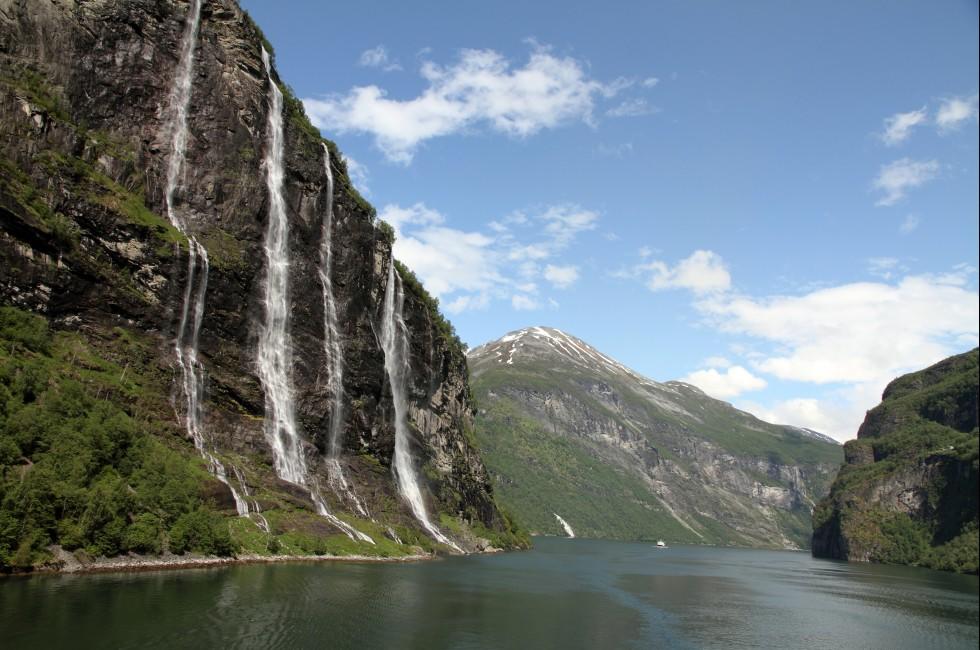 The seven sisters waterfall, Geiranger Fjord, Hellesylt Norway; 