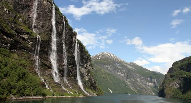 The seven sisters waterfall, Geiranger Fjord, Hellesylt Norway; 