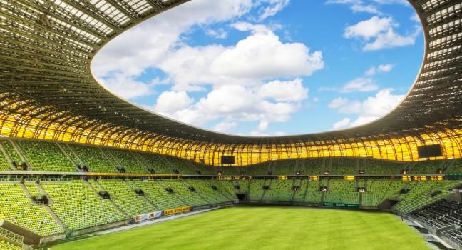 GDANSK, POLAND - FEBRUARY 4: Newly built PGE Arena stadium for 43,615 spectators. The stadium was built specifically for the Euro 2012 Championship. February 4, 2012 in Gdansk, Poland.
