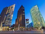 Evening view of the Potsdamer Platz intersection, Berlin, Germany