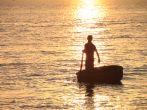 Fisherman in the sunset at Long Beach on Phu Quoc Island, Vietnam.