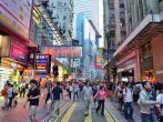 Walking Street in Shopping area of Causeway Bay, Hong Kong.