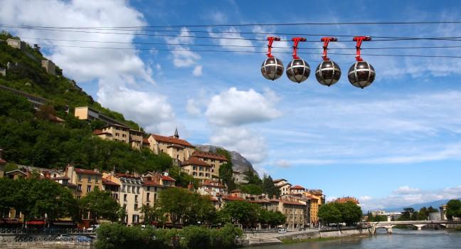 Famous cable cars of Grenoble, France.